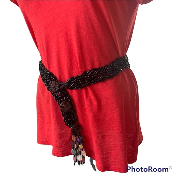Glass Seed Bead Braided Belt with Tassel main image 5
